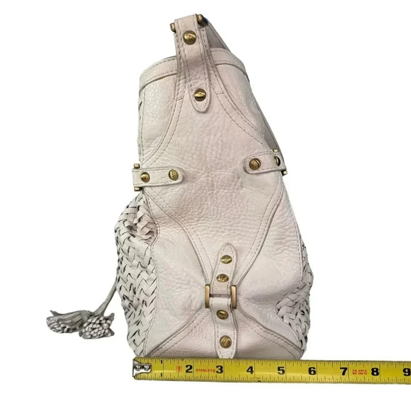 Cole Haan "Village Weave" SU06 Ivory Leather Woven Shoulder Bag Tote Boho Chic - Picture 4 of 9